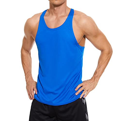 Rane Sports Débardeur Homme Stringer Débardeur à Séchage Rapide Mesh Sleevele Gym Workout Bodybuilding Fitness Muscle T-shirts, bleu, Small Cover