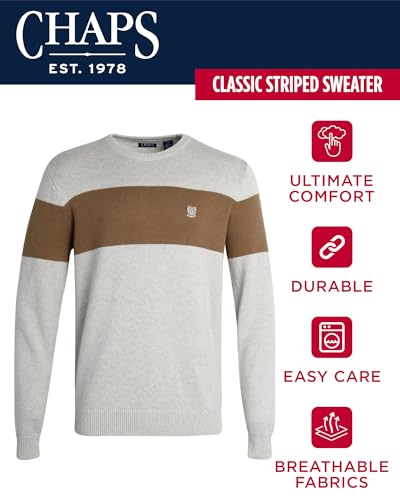 Chaps Men's Sweater - Midweight Classic Fit Cotton Crewneck Striped Pullover Sweater for Men (S-2XL)2