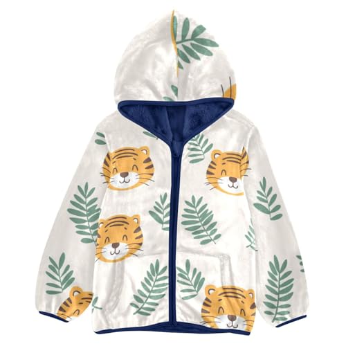 Cute Tiger Girls Fleece Jacket Girls Fall Jacket Girls Zip Up Hoodie Girls Sherpa Jacket 2-10T