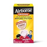 Airborne 1000mg Vitamin C Chewable Tablets with Zinc, Immune Support Supplement with Powerful...