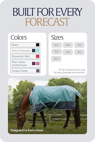 Image of Equinavia Norse Horse Blanket Waterproof, Dry, Lightweight Turnout Blanket | Breathable Turnout Horse Sheets for Real Horses for Wet Mild Weather Use, Durable, No Fill Rain Protection, Outdoor Coverage