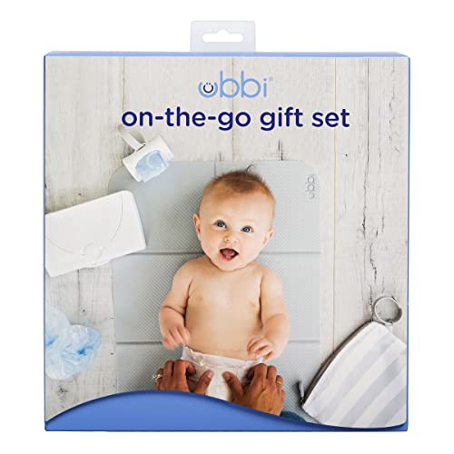 Image of Ubbi On-The-Go Gift Set, Baby Essentials, Includes Portable Changing Pad, Wipe Dispenser, and Bag Dispenser, Newborn Baby Essential