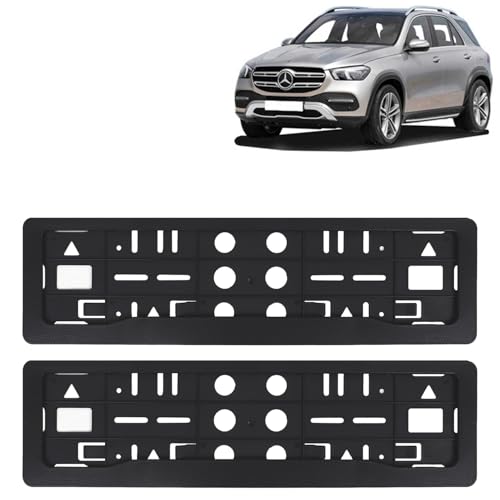 Image of KINGSWAY GLE Car Number Plate Frames for All 2020 Onwards Models of Mercedes Benz Car Registration Plate Holders, Black Licence Plate Covers (Front and Rear), Universal Size 51.5 x 14.5 cm