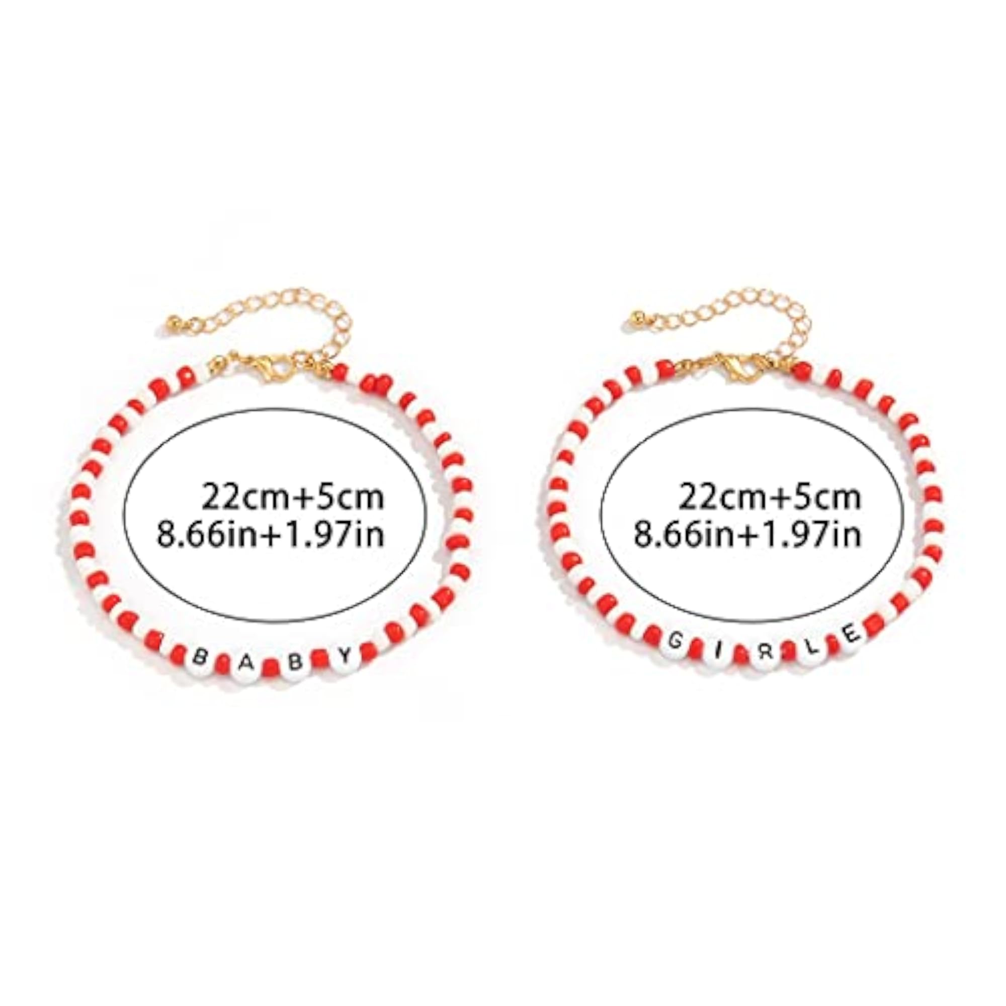 2pc Adjustable Bohemian Letter Beaded Anklet Set, Handmade