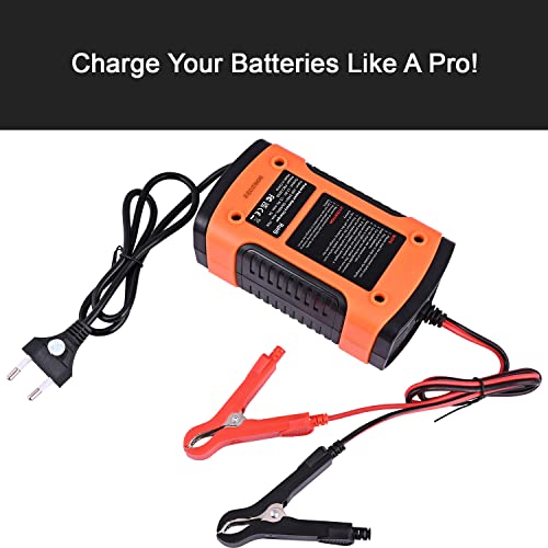Image of AllExtreme EXBCD01 3-Stage Automatic Smart Battery Charger with LCD Display for Charging AGM, Gel, SLA & Wet Batteries Multi-Protection Maintainer for Vehicles, Motorcycle, and Repair 12V 5Ah