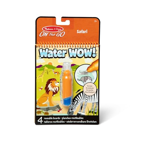 Melissa & Doug Water Wow! Libro Magico da Colorare con Pennello ad Acqua – Tema Safari, Gioco Educativo da Viaggio per Bambini, 3+ Anni - Certificati FSC
