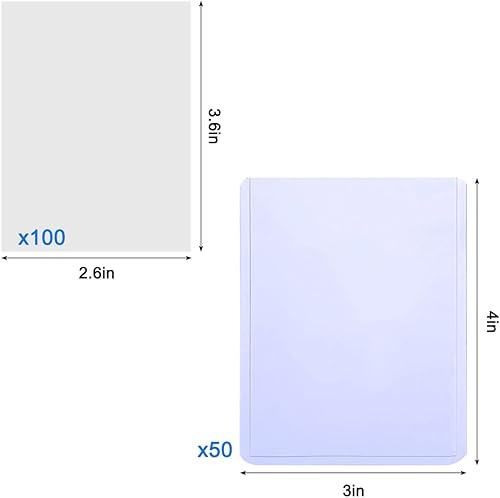 Miniatura 2 de 150 fundas para tarjetas comerciales, 3 x 4 pulgadas, 50 protectores de plástico duro para tarjetas de béisbol + 100 fundas suaves transparentes,
