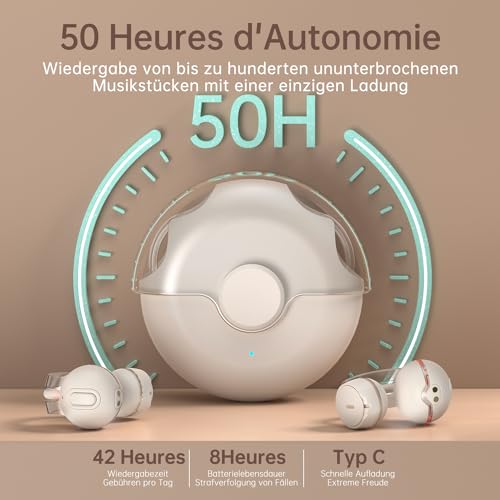Ownhut Open Ear Kopfhörer, kabelloser Bluetooth5.3 Sport On Ear Kopfhörer mit 50 Stunden Spielzeit, Air Conduction Headphones mit ENC-Mikrofone, IP6 Wasserdicht Wireless Headset, Sport, Laufen – Bild 6