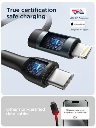 Image of 4 in 1 Charging Cable [2Pack 6.6FT] 60W Fast Charging Cord Apple MFi Certified Lightning Cable Nylon Braided Multi USB C Cable for iPhone 16 /15 14 13 iPad Samsung Galaxy MacBook iPad Tablets and More