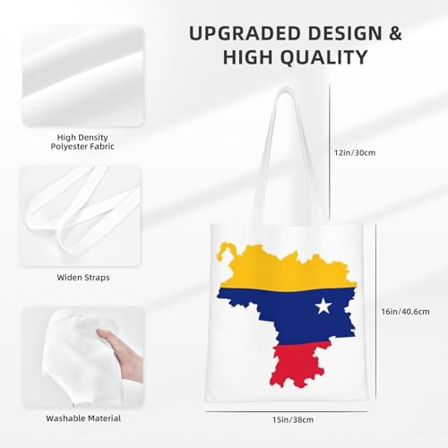 Venezuela Flag Print Polyester Canvas Tote Bag, Shopping Bag With Reinforced Handles, Reusable4