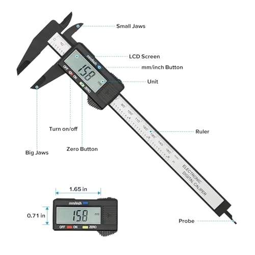 Calibrador digital de 150 mm: herramienta de medición de precisión de acero inoxidable, pantalla de fácil lectura, micrómetro Vernier preciso, ideal para aficionados y profesionales, color azul.