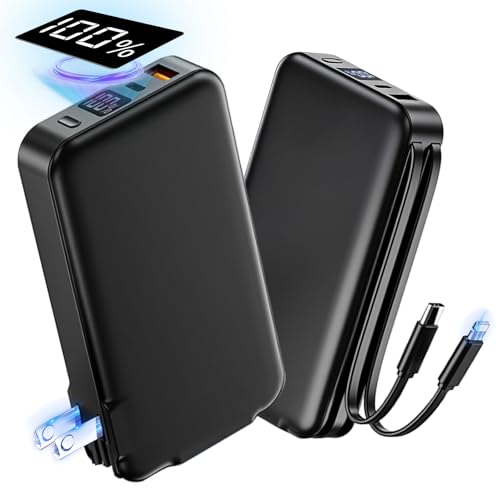 【大容量モバイルバッテリー 】20000mAhスマホ バッテリー 折りたたみAC内蔵 PD急速充電 LCD残量表示 Type-C入出力兼用 4台同時充電 収納ケーブル2本付属 PSE認証 多層保護システム iPad/iPhone/Android 全機種対応 日本語説明書付属