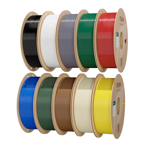 Image of eSUN PLA+ Filament 1.75mm 1KG*10 Bundle Set, 3D Printer Filament Cardboard Spool(2.2lbs) PLA Plus Filament, Fits for Most FDM 3D Printers, Basic 10 Colors