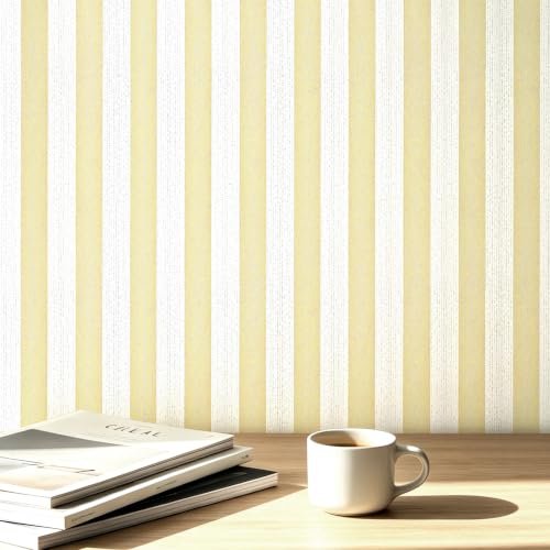 HorryHaus Yellow Stripe Peel and Stick Wallpaper 15.7 x 118