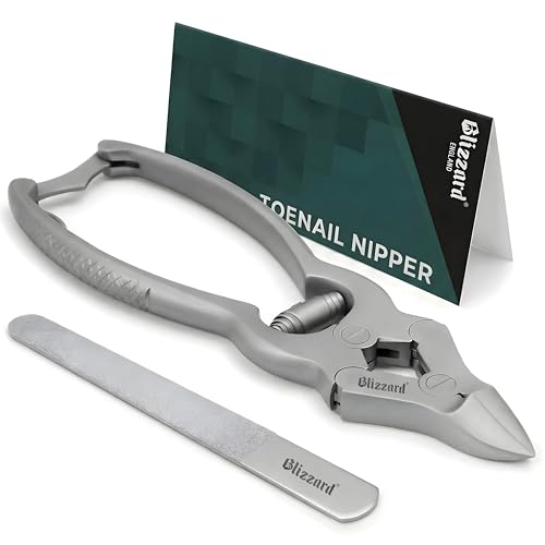 Alicate Cortauñas Blizzard - 15 Cm, Triple Articulación Curvo, Resorte Espiral, Acero Inoxidable Forjado Alemán - Pedicura Podología Profesional - Dispositivo Médicos, Marcado CE