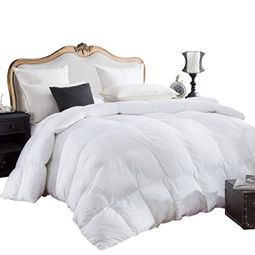 Egyptian Bedding 600-Thread-Count Egyptian Cotton Siberian Goose Down Comforter, 750 Fill Power, Solid