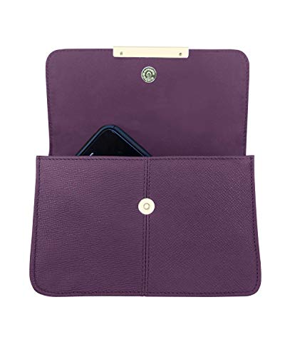 Roma Leathers Mini Leather Cross Body Purse - Premium Purple Embossed Cowhide Leather - Backside Detachable Wallet - Adjustable and Removable Shoulder Strap - Designed in USA4
