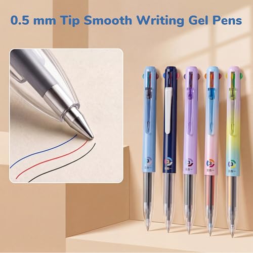 Set de 6 bolígrafos retráctiles multicolor 0.5 mm miniatura 3