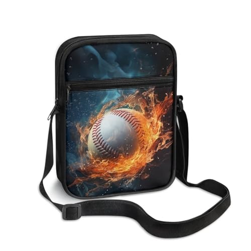 Soccer Baseball Fire Art Design Small Crossbody Bags Satchel Messenger Bag for Men2