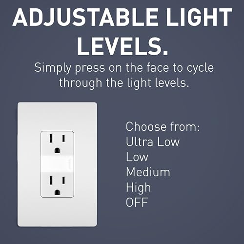 Image of Legrand Radiant Adjustable LED Night Light Outlet,Nightlight Electrical Outlets,Tamper Resistant,Safe for Kids,White,NTL885TRWCC6,(Pack of 6)