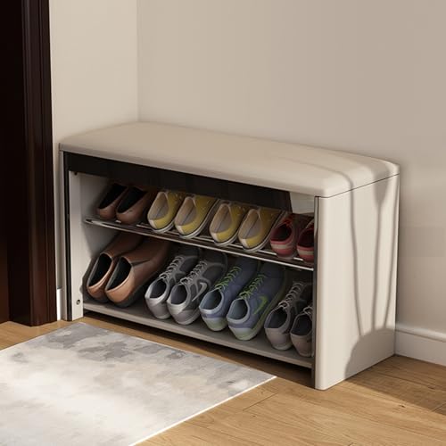 Étagère à chaussures en bois avec coussin compacte pour entrée
