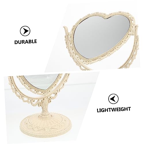 Miroir de maquillage pivotant vintage plastique beige pour coiffeuse - 3