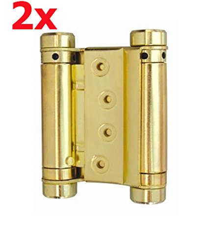 Preisvergleich Produktbild 2x Stahl 100mm Messing Cover Pendeltürband Pendeltürscharnier Schwingtür Tür Scharnier