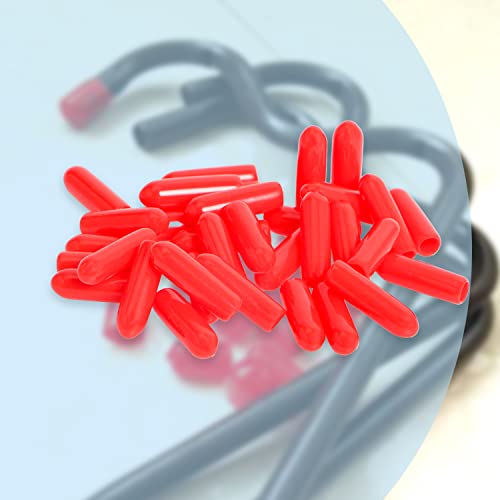 Image of Rubber Round End Cap Cover 0.14 Inch (3.5mm) Screw Thread Protectors PVC Flexible Tubing Pipe Protective Bolt Screw Thread Protector Safety Cover | for Pipe Post Tubing Rod Cover 50 Pcs (Red)