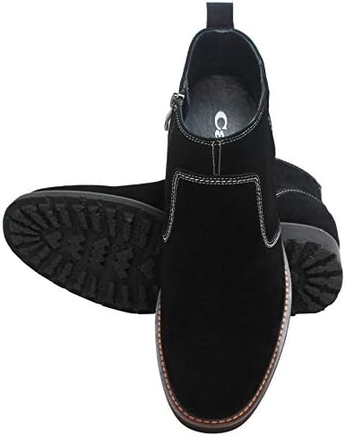CALTO Men's Invisible Height Increasing Elevator Shoes - Black Nubuck Leather Mid-top Casual Zipper Boots - 3.2 Inches Taller - Y41082 - Size 9 D(M) US | Image 3