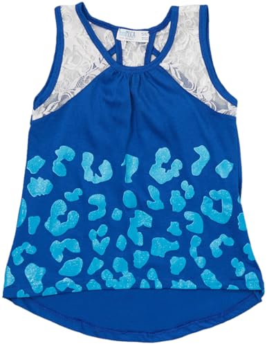 Image of ToBeInStyle Girl's Adorable Flower Print Tank Top w /Back Lace Design