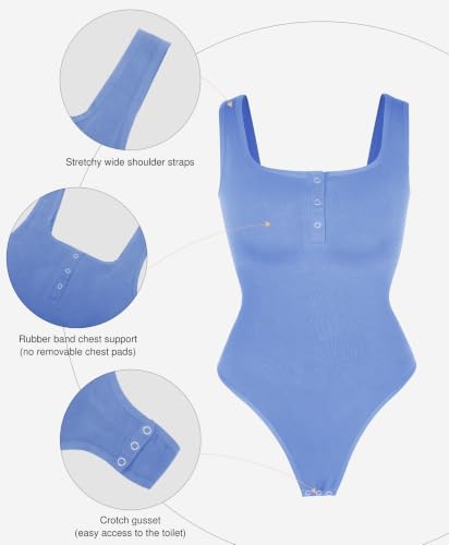 Image of Popilush Bodysuits for Women Tummy Control Body Suits Thong Summer Outfits | Corset Tops Shapewear Henley Shirts Tank Top for Country Concert Going Out Date Night, Comfort All Day