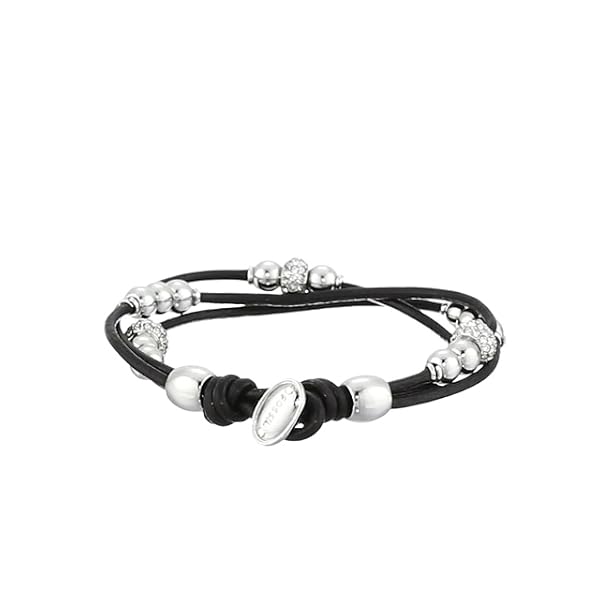 Fossil-Womens-Stainless-Steel-and-Genuine-Leather-Bracelet Fossil Women's Leather Bracelet, Color: Silver/Brown (Model: JA6068040)