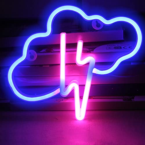 DAKABUKA Cloud Lightning Neon Signs, Bolt LED Wandleuchten Wanddekoration USB oder batteriebetriebene Leuchtschilder für Wohnzimmer, Bar, Weihnachten, Kinderzimmer, Spielzimmer