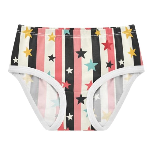 ZZKKO Colored Stars Striped Background Girls Underwear Toddler Panties for Girls Comfort Brief Size 2T-8Y