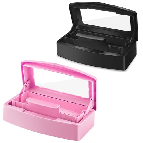 Gusnilo 2-Piece Nail Tool Sterilizer Box, Disinfectant Tray