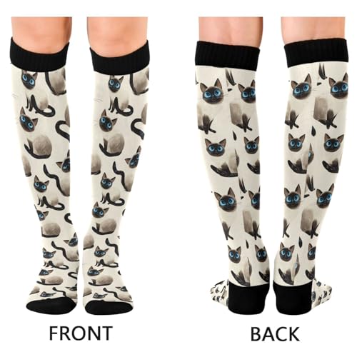 Image of Wusikd Heartbeat Symbol Compression Socks for Women and Men Circulation Black Long Socks for Athletic Running 1