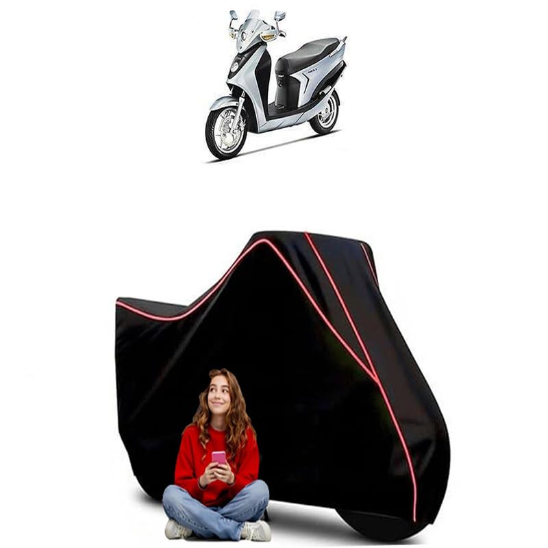 Image of Leap Hybrid SES Standard Scooty Bike Cover Water Resistant Outdoor Use Universal Fit Scooters Motorcycles Heavy Duty UV Protection Dust Rain Scratch Resistant Elastic Bottom Black Blue Piping