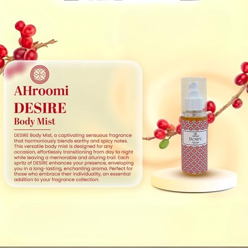 Image of Desire Body Mist Spray for Men & Women, 100ml with Coffee & Vanilla Essential Oils | Cozy Natural Fragrance | Vegan | Toxin-Free | Long-Lasting Perfume Mist for Everyday Freshness