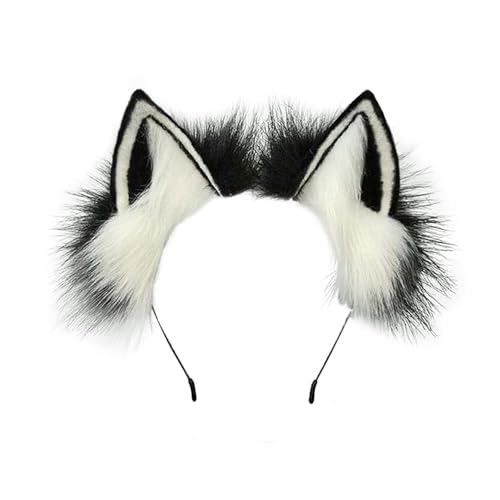 MIVAIUN Serre-tête Oreilles de Chat en Fausse Fourrure Fait Main Bandeau D'oreilles de Chat Simulé Bandeau D'oreilles D'animaux pour Halloween Fête Jeu de...