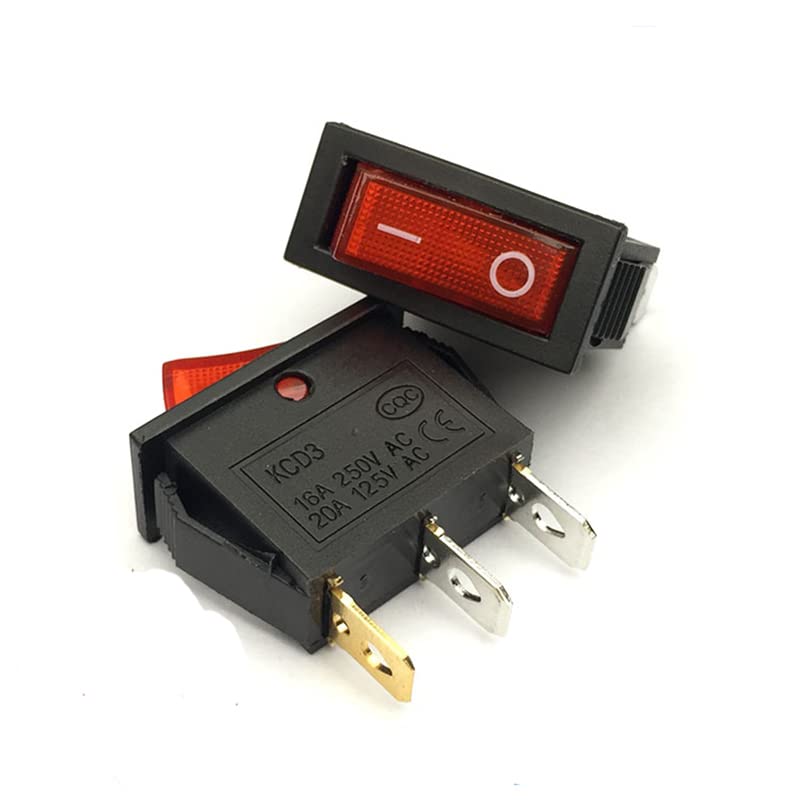 Interrupteur Rocer 3 broches on-on SPDT 15A 250V pour bateau avec lumière rouge de verrouillage