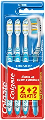 COLGATE Cepillo de dientes Extra Clean medio, limpia alcanzando h...