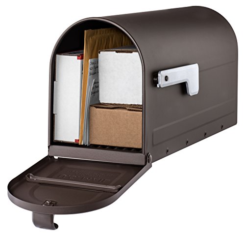 Image of Architectural Mailboxes 7600RZ-10 7600RZ-11 MB1 Post Mount Mailbox with Silver Flag, Rubbed Bronze