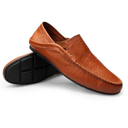 Image of Go Tour Men's Premium Genuine Leather Casual Slip on Loafers Breathable Driving Shoes Fashion Slipper