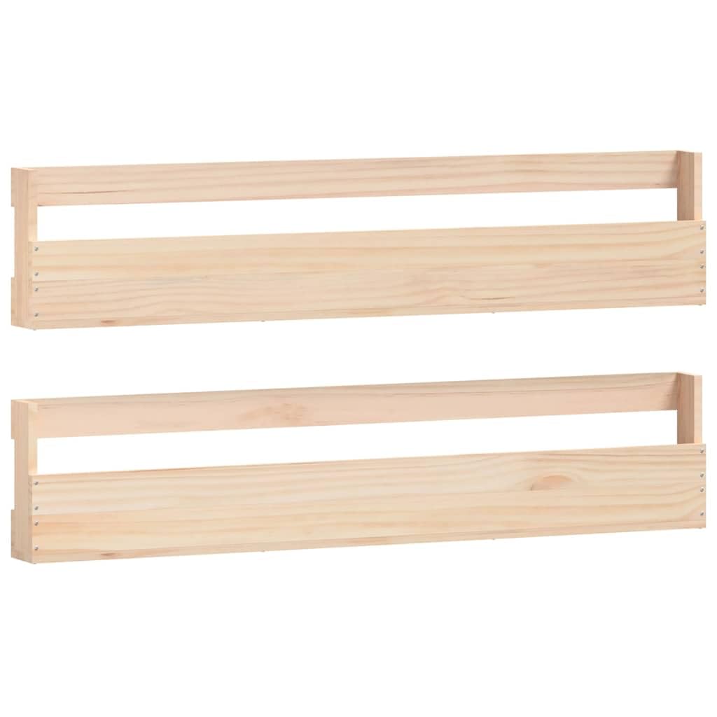 Étagère à Chaussures Murale Lot de 2 Range-Chaussures Suspendu en Pin Massif Bois Naturel Organisateur Gain de Place pour Entrée Couloir et Salon 110x9x23 cm
