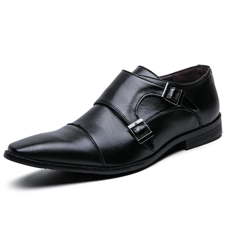 Men's Fashion Classic Dress Shoes Pointed Toe Wedding Strap Buckle Modern Formal Work Business Oxford Shoes
