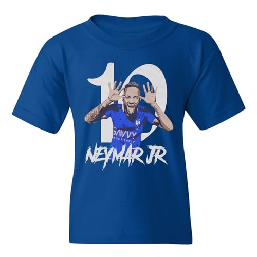 Neymar Jr. 10 - Saudi Soccer Star Celebration Youth Unisex T-Shirt (Royal, Youth Medium)