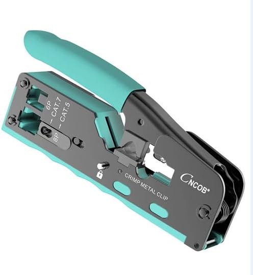 RJ45 Pass Through Crimp Tool, Ethernet Crimping Tool Kit All-in-one Crimper for Cat8 Cat7 Cat6 Cat5 8P RJ45 6P RJ11/12 Connectors