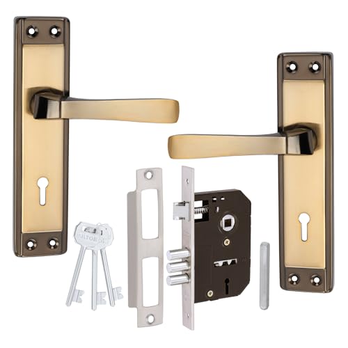 Image of Milton Mortise Lock Set with Lock Handle, Finish, Black Gold Finish, 7 Inch, MHI-539