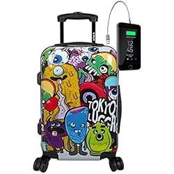 Maletas Juveniles Niño TOKYOTO - Maleta de Cabina Juvenil Divertida Equipaje de Mano Monster Zombies Cargador USB 8000mAh 55x40x20 cm | Trolley de Viaje Ryanair Easyjet | Maleta Rígida | Regalos para comunión