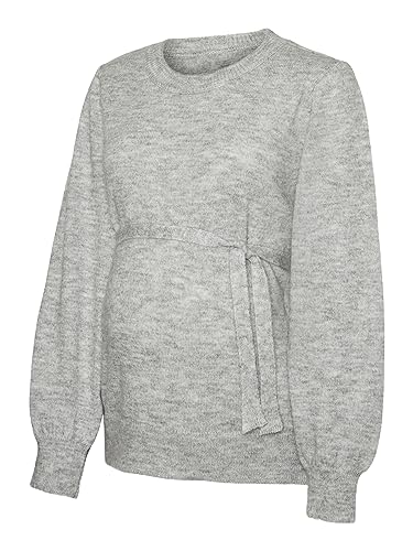 MAMALICIOUS Mlnewanne L/S Knit Top A. Noos Suéter pulóver, Gris Claro, M para Mujer